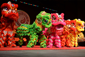 dragon dancing and lion dancing